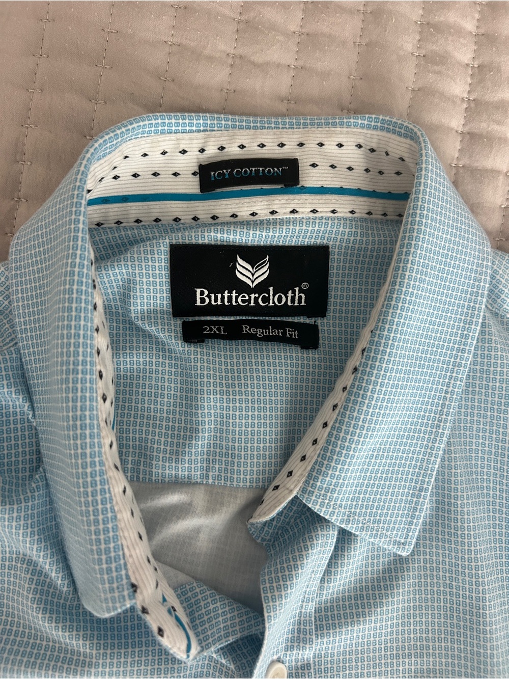 Buttercloth Men's Light Blue Micro-Pattern Dress Shirt